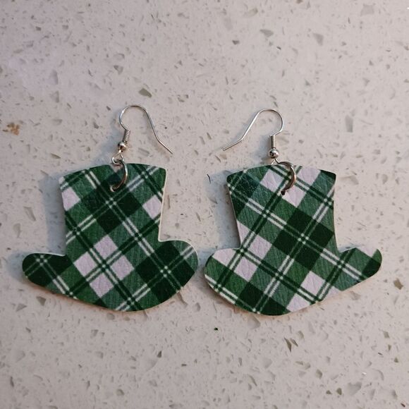 St. Patrick's Day Faux Leather Earrings - Picture 3 of 4